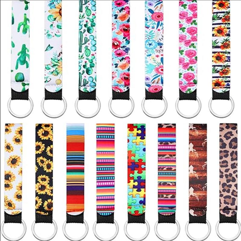 15Pieces Neoprene Wristlet Keychain Multicolor Hand Wrist Lanyard Key Chain Holder Wrist Strap Keychain for Women Girls Car Keys