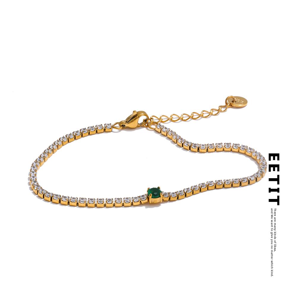 Eetit Нежный блестящий браслет-цепочка из кубического циркония, высококачественная нержавеющая сталь, модные ювелирные изделия, подарок
