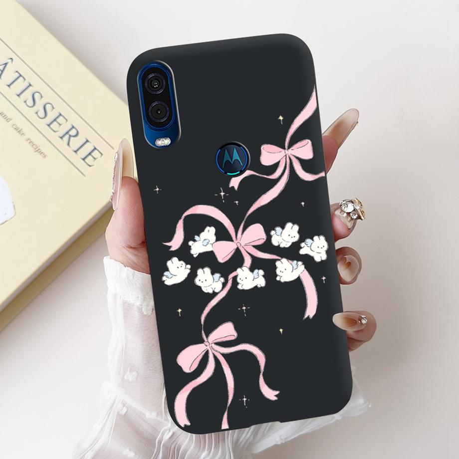 Чехол для телефона Motorola One Vision One Macro Задняя крышка Motorola P50 Мягкий матовый силикон Тонкий Fundas Милый панда кролик цветок