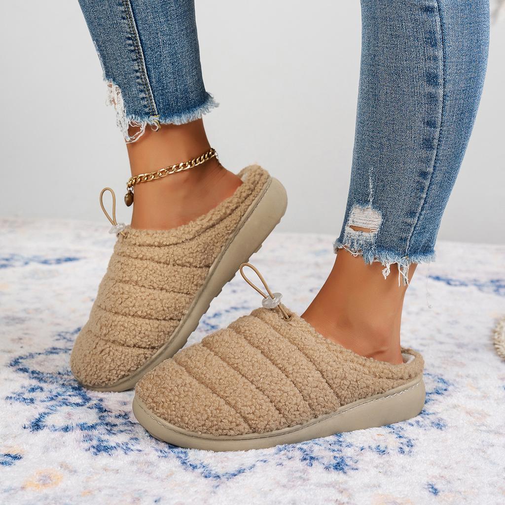 Взрывная плюшевая веревочная пряжка регулируемая полушвабра осенне-зимние хлопковые туфли комнатные хлопковые швабры мягкие и удобные теплые тапочки женские