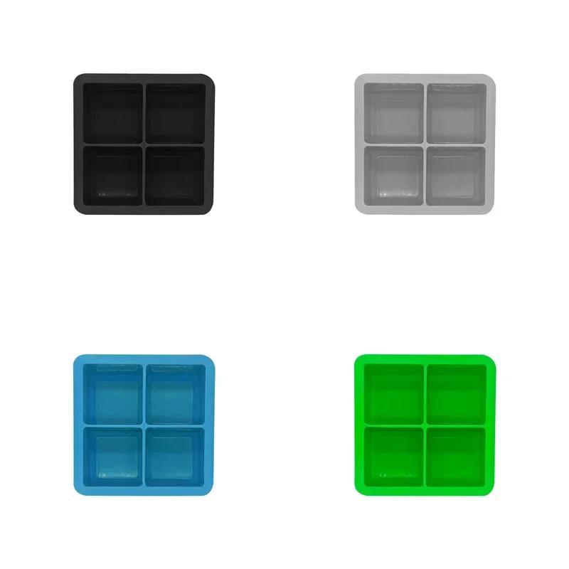 4PCS/Set Silicone Ice Cube Mold Big Square Ice Cube Tray Ice Cube Maker Non-toxic Reusable Bar Pub Wine Ice Blocks Maker