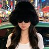 Зимний Модный Наряд Женский Кудрявая Плюшевая Шапка, Пушистая Панама Шарф, Мягкие Аксессуары для Холодной Погоды Пушистый Теплый Монгольский для Девочек Головной Убор Кепка