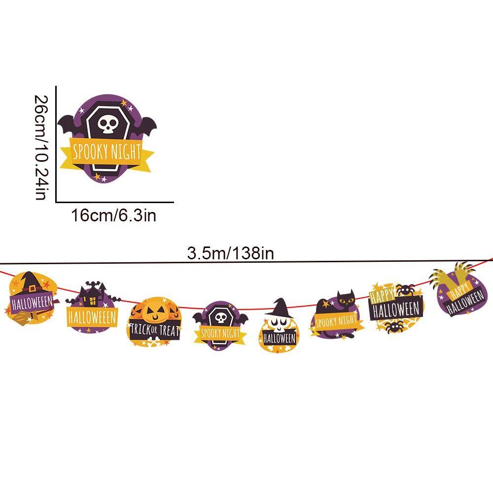 Hanging Happy Halloween Paper Banner Paper Pumpkin Letter Flag  Haunted House