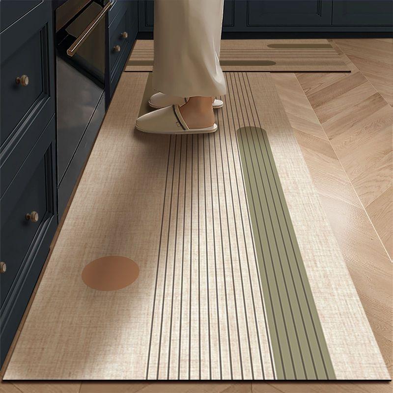 Minimalist Lines Geometric Kitchen Strip Mat, Non Slip Splash Proof Oil Resistant Cushioned Floor Mat for Sink and Stove Area