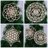 Handmade Coasters Flower of Life Shape Flower Of Life Energy Mat Slice Wood Base Wooden Wall Sign