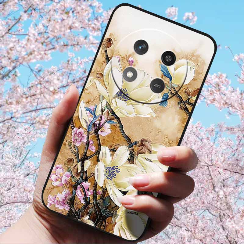 Чехлы для Honor Magic7 Lite 5G 3D Рельефный Цветок Тиснение Мягкий Силикон Для Honor Magic7 Lite 7 Lite 5G 3D Мультяшная Задняя Крышка Чехлы