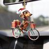 Lovely Acrylic Acrylic Dachshund Pendant 8cm Multicolor Flat Bike Puppy Ornaments Christmas Decorations