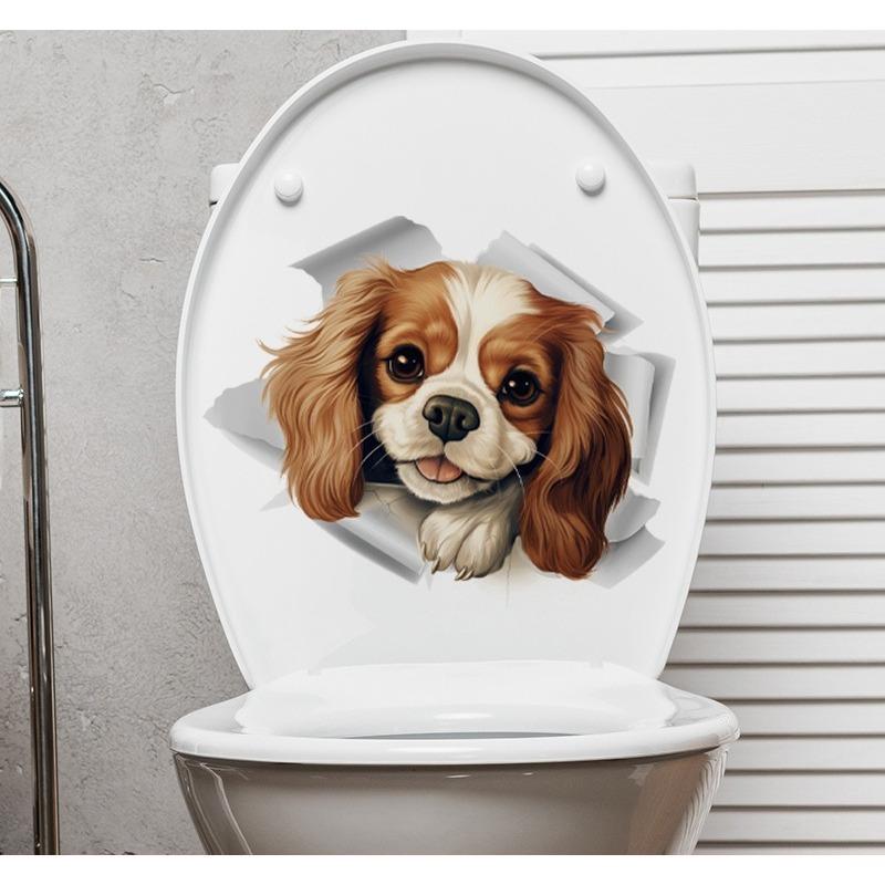 Креативная реалистичная 3D наклейка на унитаз с милым котом Vision, забавная наклейка с изображением животных для ванной комнаты, декор крышки унитаза, самоклеящаяся ПВХ, водонепроницаемая картина