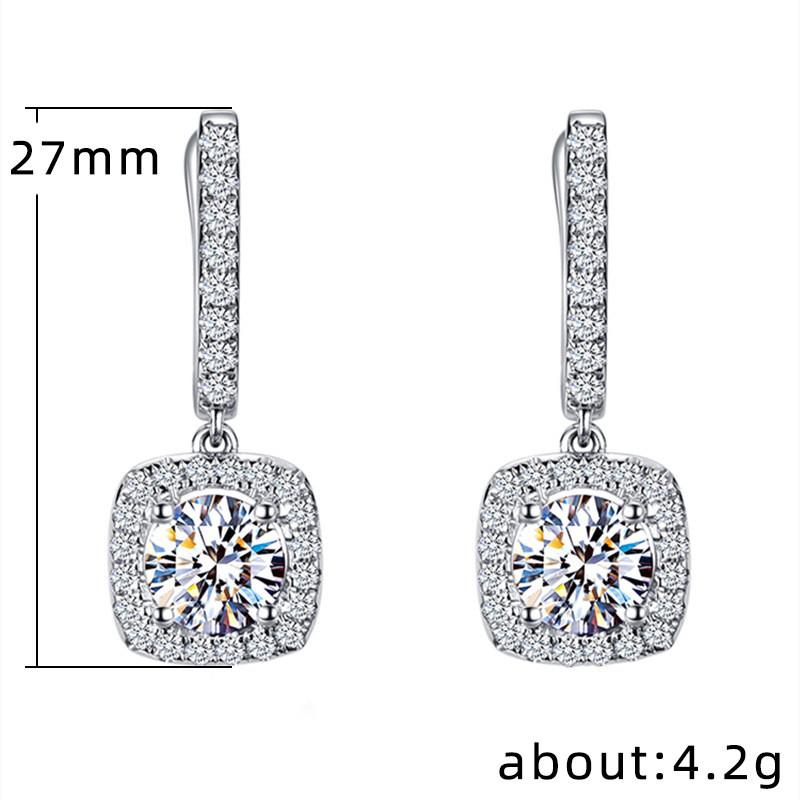 Trendy Square Shape Drop Earrings Brilliant Bridal Engagement Wedding Jewelry Elegant Female Dangle Earring