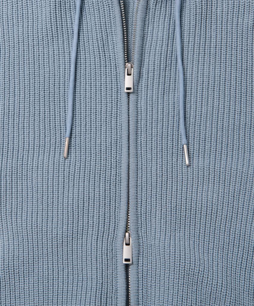 MUSINSA STANDARD WOMAN Women'S Ribbed Knit Hooded Zip-Up [Sky Blue]