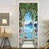 Sea Beach Door Decoration Stickers Bedroom Entrance Boys Girls Room 3d Wallpaper Natural Scenery Self-adhesive Home Wall Decals