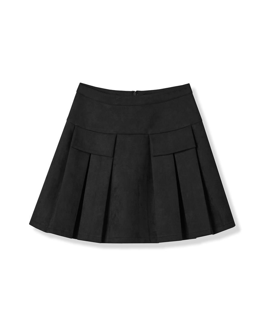 Urban Dress Pocket Mini Suede Pleats Skirt Brown