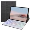 Для Microsoft Surface Go 4 / 3 / 2 / 1 SFGOS Трехцветная Клавиатура Bluetooth с Подсветкой и Текстурой Дерева в Кожаном Чехле