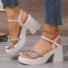 Chunky High Heels Sandals for Women Summer  Ankle Strap Platform Sandles Woman Fashion Crystal Thick Heel Party Shoes Ladies