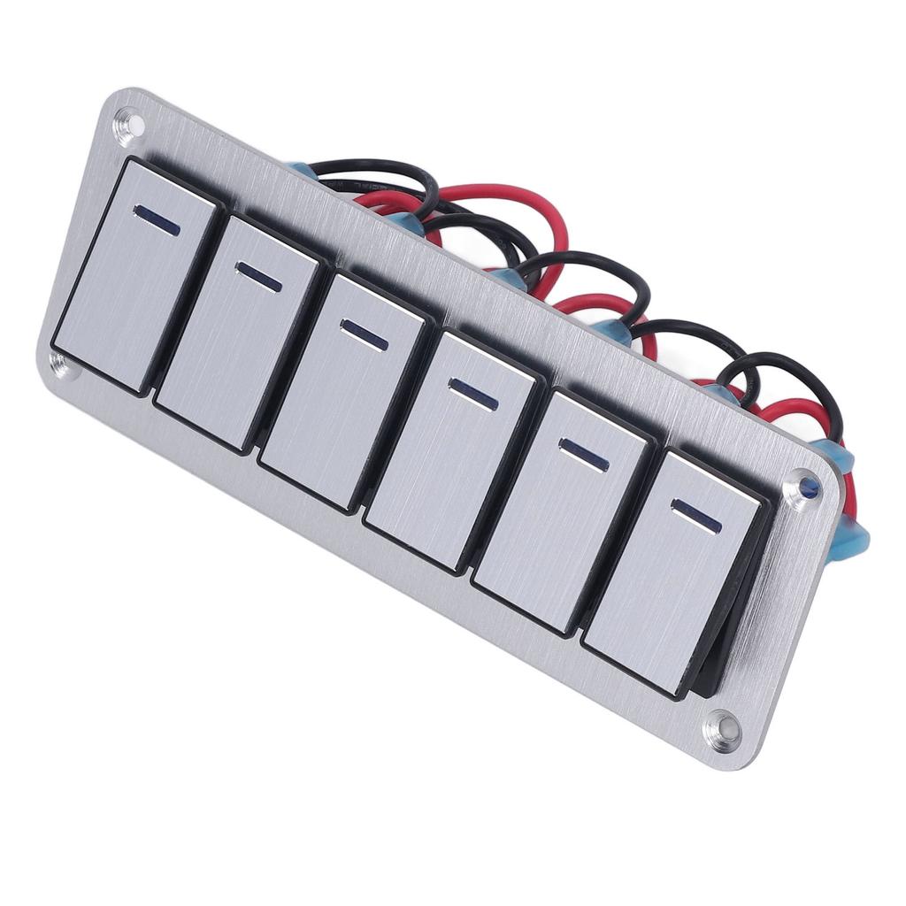 Панель тумблеров 6 клавиш Водонепроницаемые 5-контактные переключатели Вкл/Выкл для автомобиля 12В-24В Синяя светодиодная подсветка