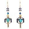 [Q8753] — Дизайнерские серьги «Бохо» золотисто-синего цвета — 55x18 мм.