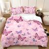 3 Beautiful Butterfly Printed Down Duvet Covers, 1 Down Duvet Cover+2 Pillowcases, No Core. Soft and Comfortable Bedding Set