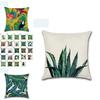 Luxurious 18'' Green Tropical Plant Pillow Case Cotton Sofa Cushion Cover Decorative
