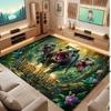 Dinosaur Theme Soft Crystal Velvet Rug Custom Name & Text Print Non Slip Floor Rug for Bedroom Living Room