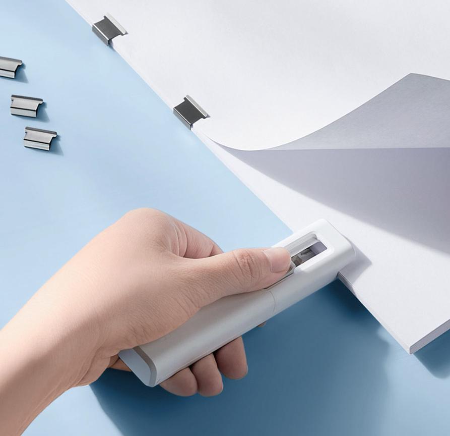 Металлический зажим Xiaomi, ручная машинка для стрижки бумаги с фиксацией заправки, органайзер, степлер, многоразовый зажим для переплета документов