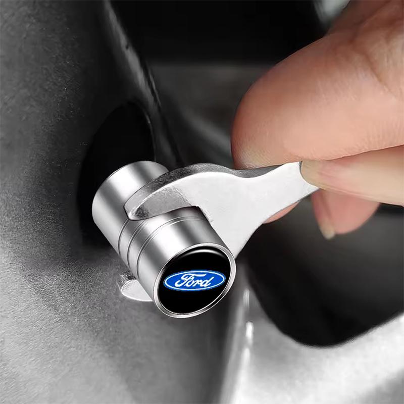 4PCS Car Badge Wheel Tires Valve Caps Tyre Valve Stem Covers For Ford Edge Kuga Ghia Transit Mustang Shelby Fiesta Mondeo Focus