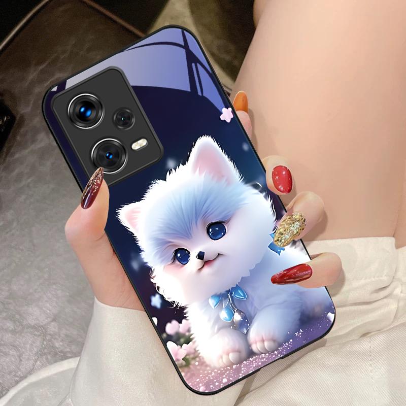 Милая маленькая собачка зеленая для Xiaomi 14 Ultra 13 Lite Redmi Note 13 11 Pro 12 Plus Poco X6 3 Pro F4 6 GT Чехол для телефона из закаленного стекла