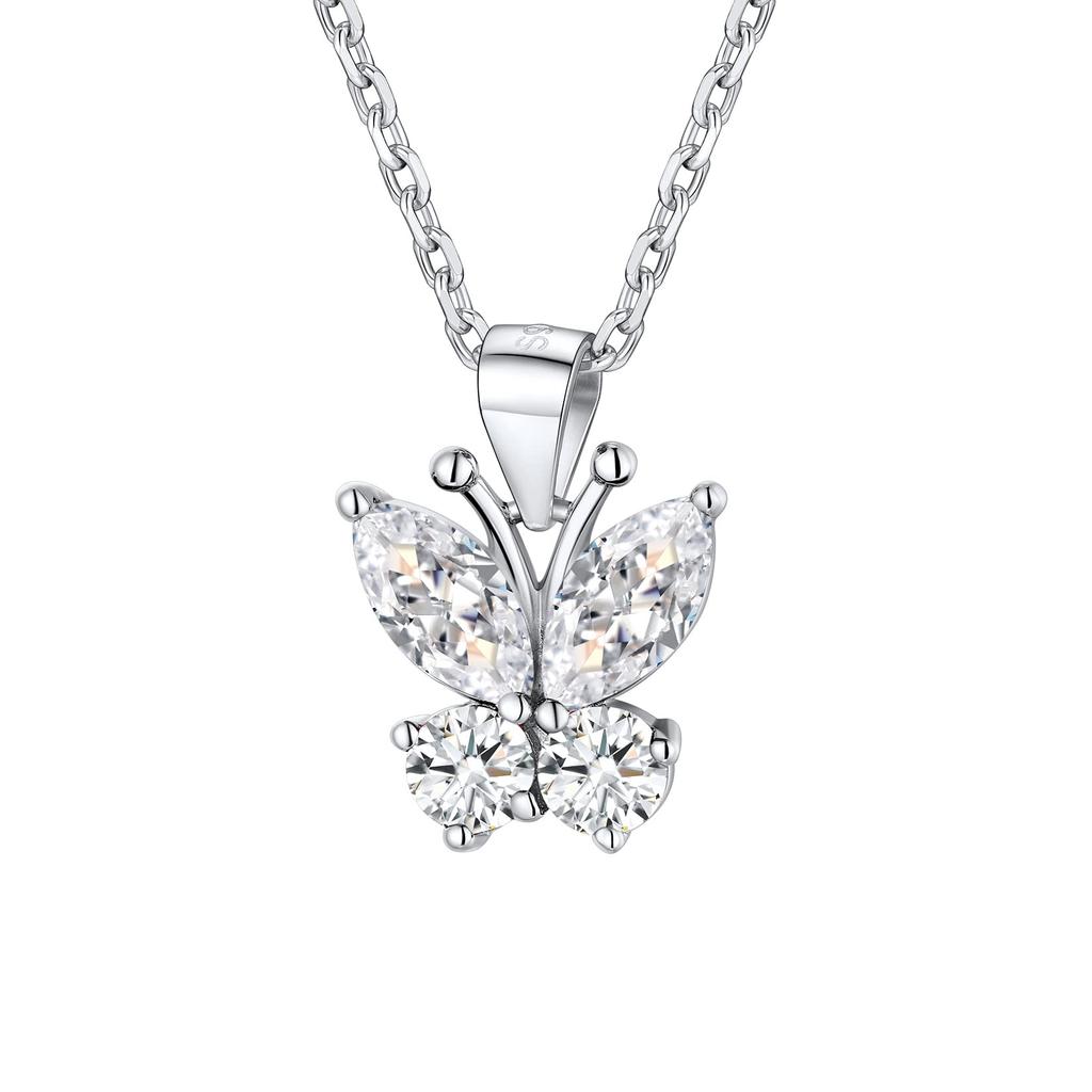 Butterfly Necklace for 925 Zirconia Pendant Day Women [SILVERCUTE] Women, Silver, Top, Hypoallergenic, Cute, Popular, Mother's Gift,