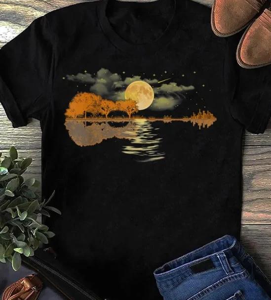 Guitar Lake Reflections T-Shirt: Musician Gift