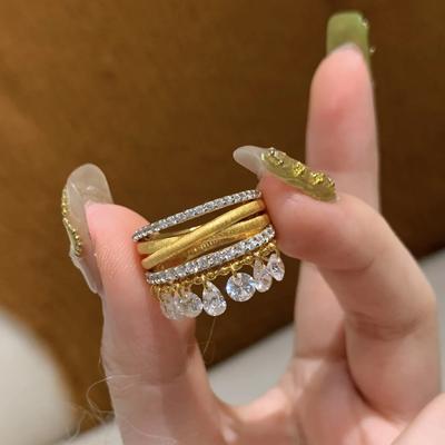 Винтажные шторки из бусин Три кольца с кисточками и инкрустацией «бриллиант» с матовой отделкой для женщин Изысканное помолвочное кольцо-украшение в виде кристальной капли воды