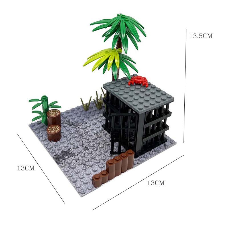 Building Blocks Moc Military Training Camp Outpost Shooting Range Diy Assembling Small Particle Building Blocks Scene
