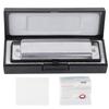 Blues Harmonica 10‑Hole Mouthorgan F Key Stainless Steel Cover Beginner Wind Instrument(Black