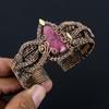 Rhodonite Gemstone Handmade Copper Wire Wrap Jewelry Adjustable Bracelet For Women