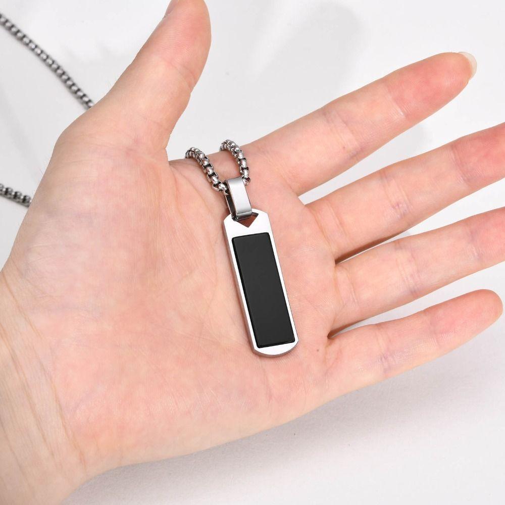 Trendy Lapis Lazuli Pendant Minimalist Stainless Steel Necklace Fashion Pendant Necklace Men