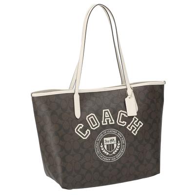 Сумка-шоппер CB869 VARSITY SIGNATURE CITY TOTE MULTI женская КОРИЧНЕВАЯ/МЕЛОВАЯ [Товар]