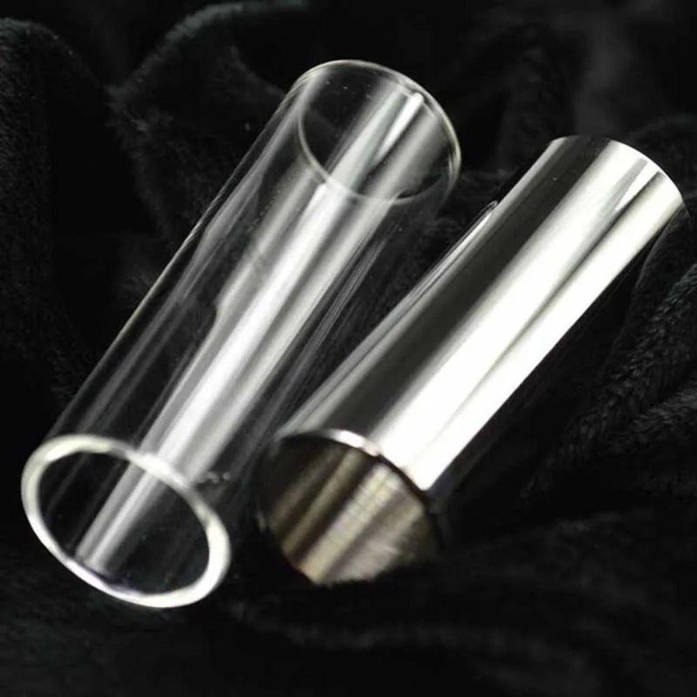 2Pcs 60mm Length Guitar Pick Tube Glass Guitar Finger Sliders Metal Guitar Slide Bar Set Guitarist