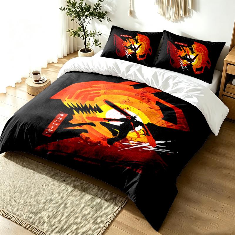 Chainsaw Man 3pc Duvet Cover Set Simple Modern Bedding Set Wrinkle Resistant Soft Fabric All Season Use a perfect gift