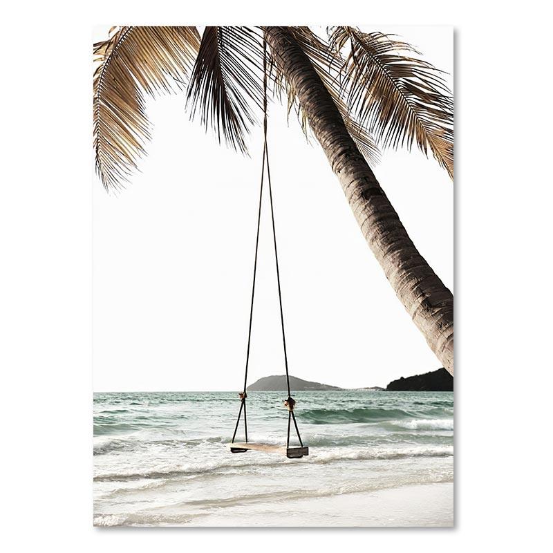 Тропическое море пляжные волны постер кокосовая пальма мост грузовик холст живопись скандинавское настенное искусство картины для гостиной домашний декор