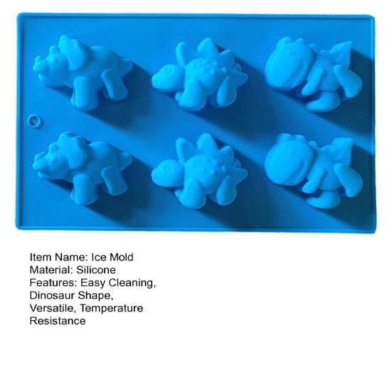 Форма для шоколада «Динозавр», 6-гнездная силиконовая форма для льда с антипригарным покрытием, гибкие формы для желейного льда, высоко-низкотемпературные формы для чизкейка и пудинга