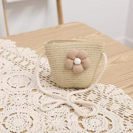 Summer children's sun hat spot straw hat bag cover children's sunscreen beach hat straw sun hat