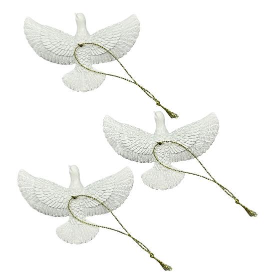 Смола Украшения Птицы Мира Белые Птицы Подвесное Украшение с Золотой Нитью для Рождественской Елки Свадьбы Праздничной Вечеринки Декор