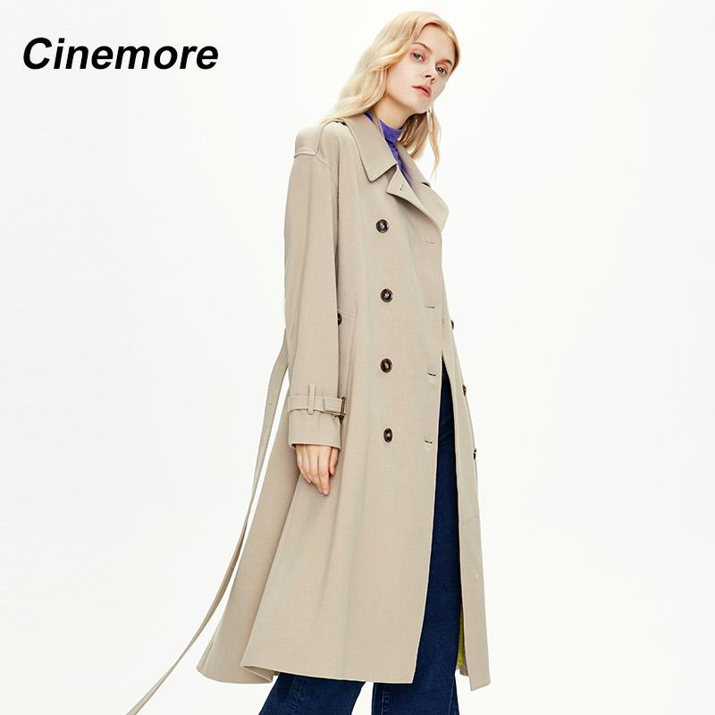 Cinemore 2022 весна осень женский плащ повседневная верхняя одежда с поясом модная двубортная ветровка Femme куртка топы c
