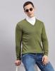 Mens Solid Brown V Neck Full Sleeve Pullover
