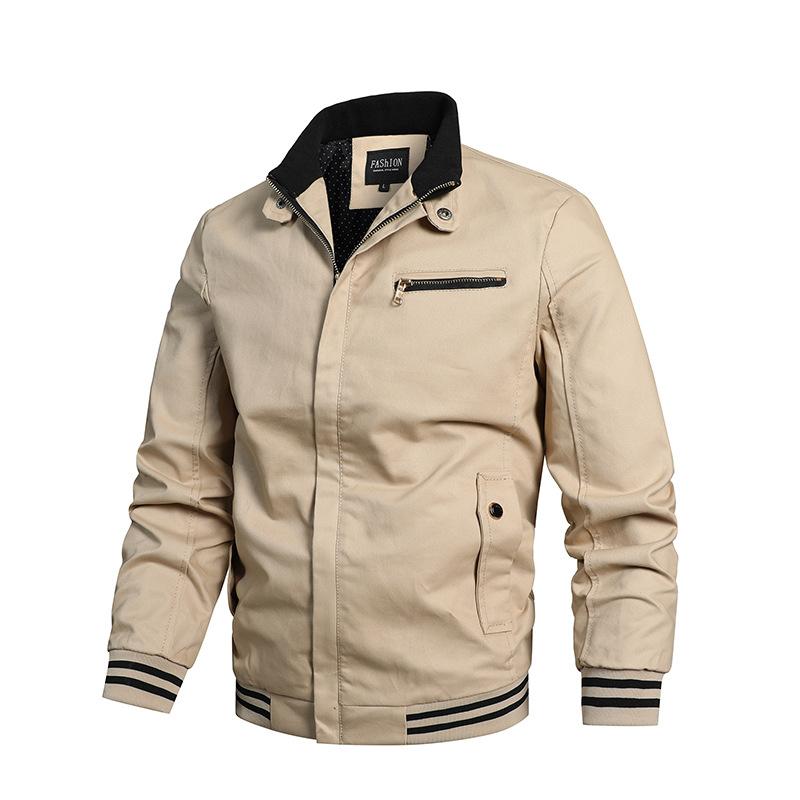 Мужская повседневная куртка, рабочая одежда, куртка, сплошной цвет, воротник-стойка, рабочая одежда, верхняя часть, тонкая секция