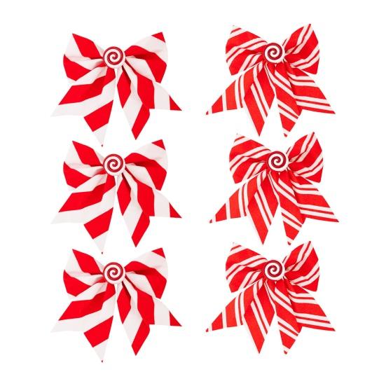 3 шт. Рождественские подвески-банты Красный Белый Полосатый принт Бантик Праздничный