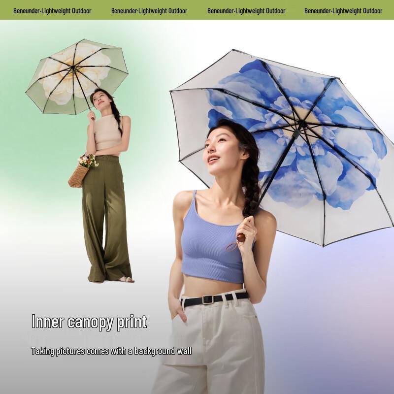 beneunder BM664 Tri-fold Double-Layer UV Protection Sun & Rain Umbrella