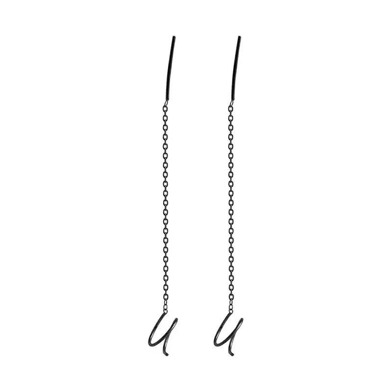 Черные вращающиеся серьги Earlines Простой и индивидуальный дизайн Длинные серьги Корейские модные женские