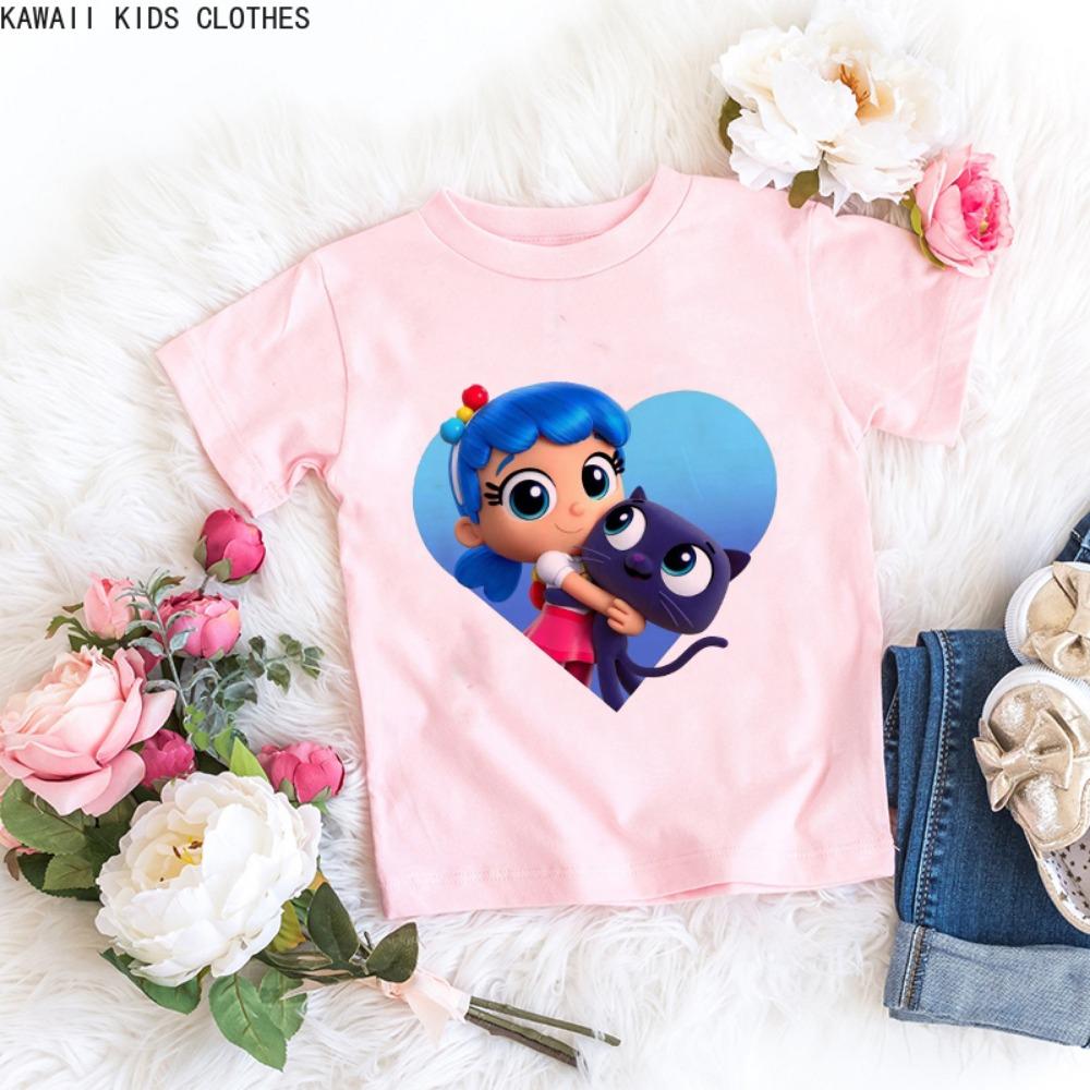 New Rainbow Kingdom Tops Toddler Tees Clothes Children Clothing Cartoon Kids T-shirt Girls Clothes Short Sleeve Casual