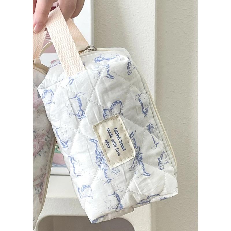 Винтажная косметичка с цветочным принтом для женщин, милый клетчатый клатч, женский дорожный косметичка, стеганый хлопковый цветок, маленькие сумки