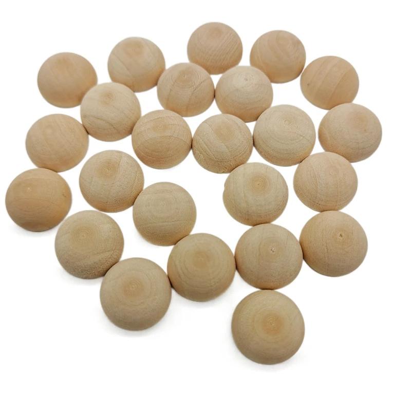 12/15/20/25/30/35/40mm for DIY Paint Woodworking Half Wooden Beads Unfinished Wood Balls Beads