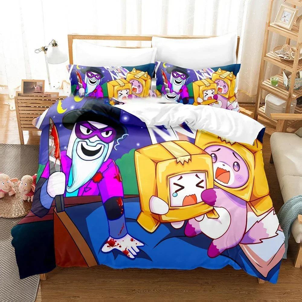 3D Печатный Комплект Постельного Белья Lankybox Foxy Boxy Пододеяльник Покрывало для Спальни Одеяло Односпальное Двуспальное King Size Покрывало для Одеяла Дом